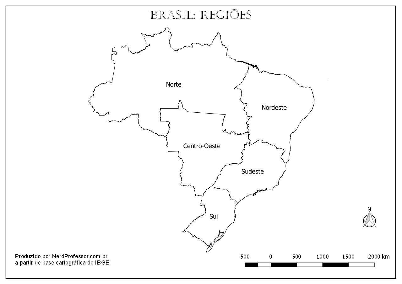 Mapas do Brasil Regiões para Colorir NerdProfessor