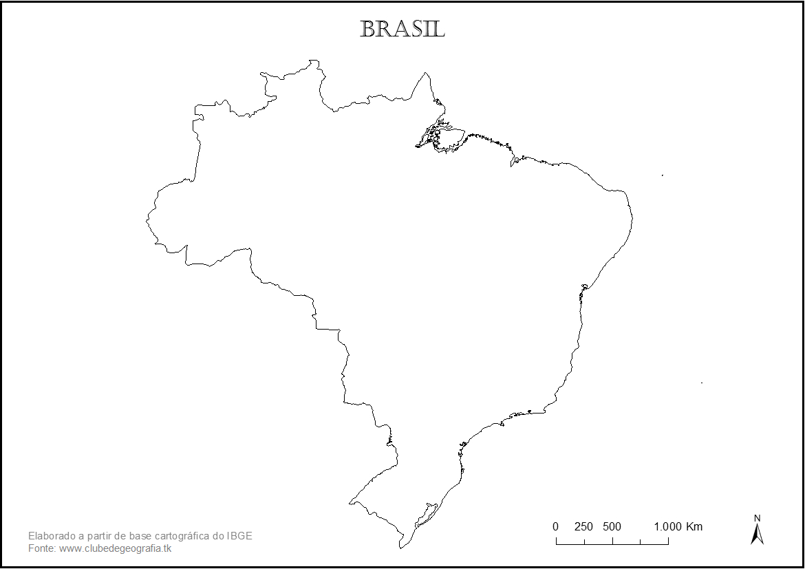 Contorno do mapa do Brasil Para colorir e usar em outros trabalhos.