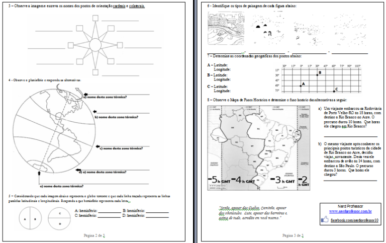 Avaliação De Geografia Orientação E Localização No Espaço Geográfico ...