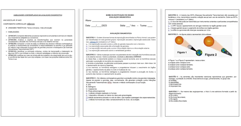 Avaliação Diagnóstica de Ciências 9º ano
