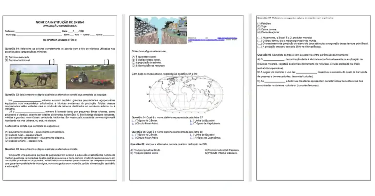 Avaliação Diagnóstica História 8º ano