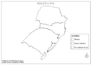 Mapa Região Sul para colorir – Download PDF