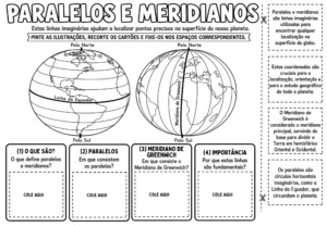 Paralelos e Meridianos – Atividade PDF para colorir