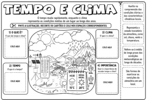 Tempo e Clima – Atividade PDF para colorir